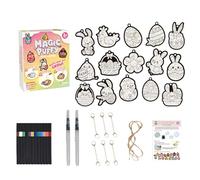 3D Art Craft Magic Puffy Paint Kit - Magic Foam Texture Painting Kit, with 15 Canvas Sponge, 12 Colored Pens, 2 Water Pens, 6 Keychains, Easy, Mess-Free Creative Fun