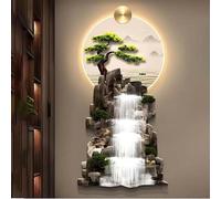 3D Art Decor with LED Light, Traditional Chinese Wall Hanging Painting, Large Metal Wall Art for Bedroom Living Room Entrance, 120x60cm
