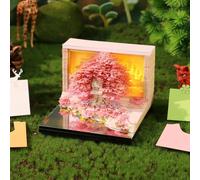3D Art Desk Calendar 2026, Unique Paper Sculpture Calendar For Desk Decor, Paper Sculpture Tree House With Lights Design, Creative Memo Artsy Pad Calendar, Art Sculpture for Desktop Decoration Gift