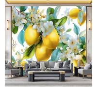 3D Art Lemon Tree Flowering Branches Leaves Non-Woven Wallpaper Mural 300 x 210 cm, White Large Wall Coverings, Paste the Wall for Girls Boy Bedroom Nursery Teenagers Playroom Home Decor