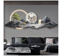 3D Art Wall Decor, Modern Wall Sculptures with Lamp and Clock for Living Room and Bedroom Decoration