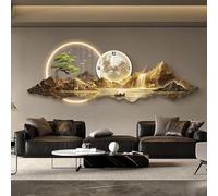 3D Art Wall Decor Sculpture, Modern Hanging Landscape Painting for Living Room, Oriental Traditional Chinese Feng Shui Welcoming Pine Design