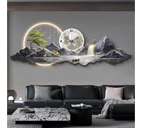 3D Art Wall Decor Sculptures, Modern Hanging Landscape Painting for Living Room, Oriental Traditional Chinese Feng Shui Welcoming Pine Decoration