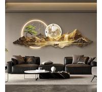 3d Art Wall Decor Wall Sculptures Hanging Landscape Painting,Modern Living Room Wall Art Decoration Lamp Wall clock, oriental Decor Traditional Chinese Feng Shui Welcoming Pine Wall Hanging Painting