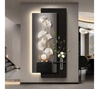3D Art Wall Decor with Light, LED Sandstone Green Plant Decoration Painting, Ginkgo Leaves Hanging Art Sculpture, Farmhouse Art Murals with USB Port, Vase & Simulated Green Plants(A,60 * 120CM)