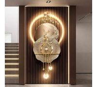 3D Art Wall Decor with Light, Traditional Chinese Wall Hanging Painting, Decor Landscape Wall Sculpture, Wall Mounted Lamp for Foyer Dining Room Bedroom Corridor Stairs(A)