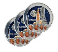 3D Artemis II Lunar Mission Commemorative Coin, 2026 Double-Sided Collectible Set, Space Souvenir & Home Decor Display Keepsake for Collectors (3PCS)