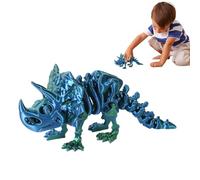 3D Articulated Dinosaur Mobile Figure, Printed Toy, Articulated Prehistoric Reptile, Playful Decoration Accessories with Flexible Segments on , a Writing Desk