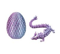 3D Articulating Crystal Dragon Egg With Removable Mysterious Figurine - Home Office Executive Desk Decor in Blue