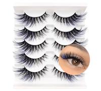 3D Artificial Eyelashes, Cat Eye with Colour, Fluffy False Coloured Eyelashes, Cat Eye Dramatic Fluffy Eyelashes for Christmas, Cosplay, Costumes, Festive Days (5P-Blue)