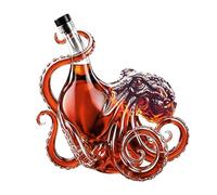 3D Artistic Octopus Shaped Whiskey Decanter, Borosilicate Glass Bottle,350ml Decorative Deep Sea Tentacle Sculpture Liquid Decanter, Unique Home Bar Decor Gift for Men Dad Marine Lovers (Clear)