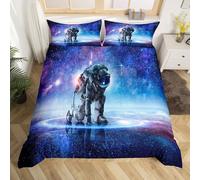 3D Astronaut Comforter Cover Set for Kids Boys Teens Galaxy Outer Space Duvet Cover Space Adventure Bedding Set Science Fiction Theme Quilt Cover,Room Decor 2Pcs Bedding Junior/Cot Bed Size