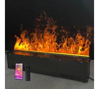 3D Atomized Electric Fireplace, Realistic Flame with 256 Colors, Smart App/Remote/Touch Control, Stainless Steel Steam Humidifier(80cm/31.5inch)