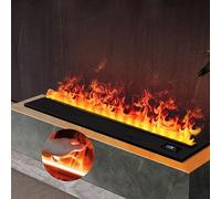 3D Atomized Steam Fireplace Insert, Built-in Water Vapor Fireplace with Realistic Simulated Flame, Touch Screen & Remote Control, Auto Water Refill, Brushed Stainless Steel Frame, Decorative Mist Fire