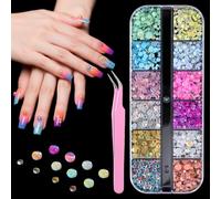 3D Aurora Bubble Beads Nail Charms - Colorful Mermaid Nail Art Mixed Crystal Beads for DIY Crafts