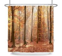3D Autumn Woodland Shower Curtain Nature View Shower Curtains Mould Proof Resistant Waterproof Polyester Fabric Bathroom Curtains 90 x 180 Bath Curtain for Wet Rooms B-2370