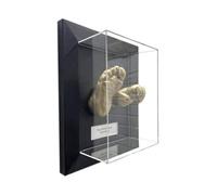 3D Baby Handprint Footprint Frame : Personalized Shadow Box Keepsake - Oak Frame/black Mount