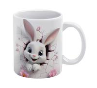 3D Baby Rabbit Hole In A Wall 11Oz Mug Coffee Cup, Creative Space Design Multi-Purpose 3D Coffee Mug