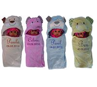 3D Baby Swaddling Blanket Name Embroidered Blanket Hood Gift Christening Birth