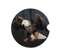3D Bald Eagle 1PCS Car Coasters Absorbent Drink Coasters with A Finger Universal Wood Coffee Coaster for Cup Holders Non-Slip Car Cup Holder Coaster Cute Drink Mat Car Accessories for Women Men