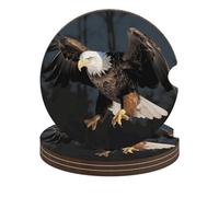 3D Bald Eagle Car Coasters, 4PCS Non-Slip Car Cup Holder Coasters with Cork Base, Heat Resistant & Waterproof Drink Coaster for Women Men