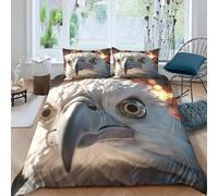 3D Bald Eagle Double Duvet Cover Sets Wild Animals Double Bedding Set Warm Comfort Microfiber Quilt Cover Size 200x200 cm with 2 Pillowcases 50×75 cm F-1452