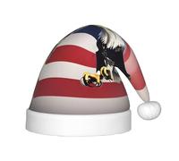 3d Bald Eagle Flying With American Flag 1 Pack Christmas Hats Plush Santa Hat For Teenagers Christmas Costume Party And Holiday Event