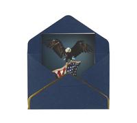 3d Bald Eagle Flying With American Flag Greetings Card Birthday Card Happy Christmas Halloween Envelopes Blank Cards All Occasions