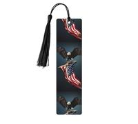 3D Bald Eagle Flying with American Flag Print 5pcs Wooden Bookmark for Men Women, Bookmarks with Tassel, Bookmarks Gifts for Book Lovers