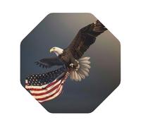 3D Bald Eagle Flying with American Flag Print Leather Coaster Set of 6, Octagon Coasters Table Decorative Coffee Cup Beverage Coasters Wine Beer Bar Coasters for Hot Drinks Table Protection