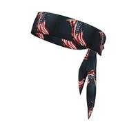 3d Bald Eagle Flying With American Flag Print Tie Headband For Women Men, Ninja Headbands, Adjustable Moisture Wicking Cooling Headband
