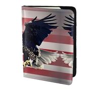 3d Bald Eagle Flying With American Flag Printing Passport Holder For Travel Must Have,Passport Cover Case For Travel Accessories For Women Men, Black, One Size
