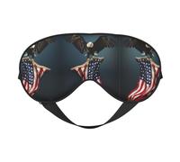 3D Bald Eagle Flying with American Flag Printing Reversible Design Sleep Mask, Ideal for Camping, Meditation & Shifts, Snug Fit,No Light Leakage