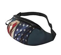3D Bald Eagle Flying with American Flag Sport Waist Bag Travel Bumbags with Zipper and Earphone Hole, Running Fanny Pack Waist Pack with Adjustable Belt for Men Women