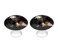 3D Bald Eagle Kitchen Cabinet Knobs 2 Pack Bathroom Drawer Pulls Metal Dresser Knobs with Screw Cabinet Hardware Round Cabinet Handles for Cupboard Closet Bifold Door