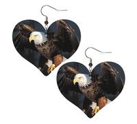 3D Bald Eagle Leather Earrings for Women Heart Earrings Lightweight Dangle Drop Earrings Cute Jewelry Gift