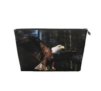 3D Bald Eagle Print Travel Makeup Bag Cosmetic Toiletry Bag Wash Bag Multifunctional Storage with Zipper for Women Girls Silver