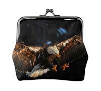 3D Bald Eagle Printed Coin Purse for Women Cute PU Leather Coin Wallet Mini Coin Purse Pouch with Kiss-Lock