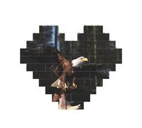 3D Bald Eagle Printed Jigsaw Puzzle 10.8x12.8 CM, Heart-Shaped Puzzle Challenging Game for Adults, Fun Decorative Wall Decor