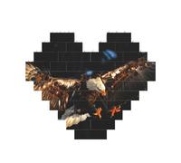 3D Bald Eagle Printed Jigsaw Puzzle 10.8x12.8 CM, Heart-Shaped Puzzle Challenging Game for Adults, Fun Decorative Wall Decor