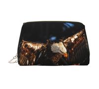 3D Bald Eagle Printed Makeup Bag for Women Portable Leather Make up Bag Travel Gold Zipper Cosmetic Bags Organizer