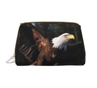 3D Bald Eagle Printed Makeup Bag for Women Portable Leather Make up Bag Travel Zipper Cosmetic Bags Organizer