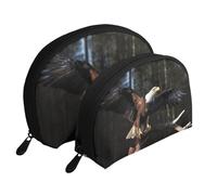 3D Bald Eagle Printed Makeup Bags 2-Piece Portable Shell Travel Toiletry Bag Cosmetic Organizer Bag for Women