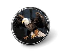 3D Bald Eagle Round Lapel Pins for Men Women Metal Button Pin Fashion Personalized Brooch Pins for Men Suits Cute Brooch Badge for Backpack Clothing Hat Bag Decoration