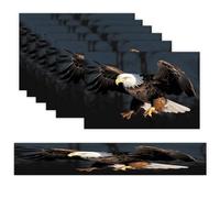 3D Bald Eagle Table Runner and Placemats Set of 6 Heat Resistant Non-Slip Place Mats Washable Linen Dining Mat Sets Modern Cloth Table Mat Art Dining Decor for Daily Use