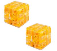 3D Ball Maze Puzzle Cube, Marble Labyrinth Brain Teaser Toy with Multi-Layer Tracks, Spatial Logic Challenge for Kids and Adults, Portable Puzzle Game for Focus and Problem-Solving(Yellow,#2pcs)