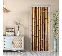 3D Bamboo Door Sticker - Self-Adhesive Waterproof PVC Door Mural Decal, Chinese Bamboo Wall Art for Bedroom, Living Room & Hallway, Bathroom Decor - 86x200cm (43x200cm Each) m.358