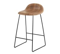 3D Barstool 65 Walnut - Sledge Base Black - Felt Glides Gubi - 5715015971522