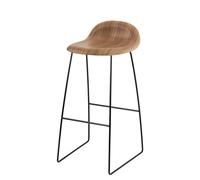 3D Barstool 75 Walnut - Sledge Base Black - Plastic Glides Gubi - 5715015972055