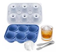 3D Baseball Ice Cube Molds, 6 Cavity Silicone Ice Cube Trays with Funnel, 2.2 Inch Large Round ICES Ball Maker for Whiskey Cocktails Bourbon Brandy Beverages (6-Blue)